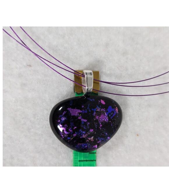 Dichroic pendant neckwire is 18" long pendant is 11/4" x 1 3/8" - Picture 8 of 8